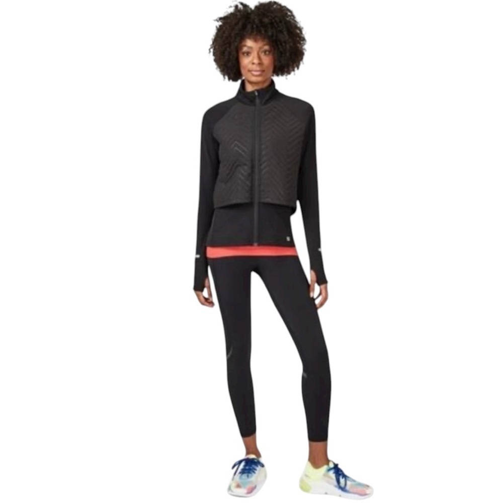 Sweaty Betty Fast Track Thermal Running Jacket Black Fleece Lined Size XL Sporty